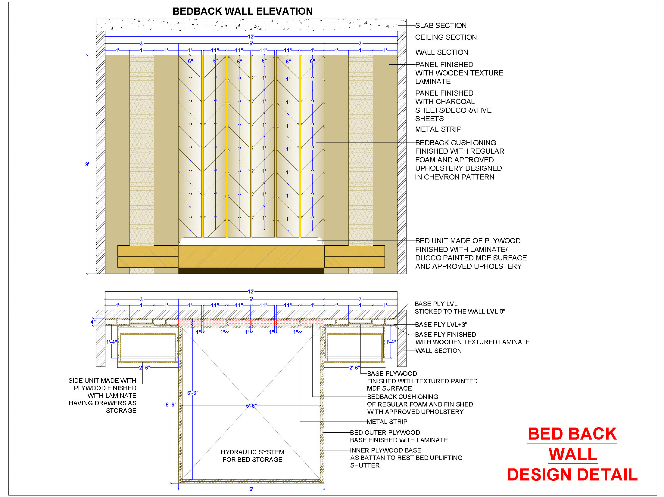 Trendy Bedback Wall Panel CAD Design